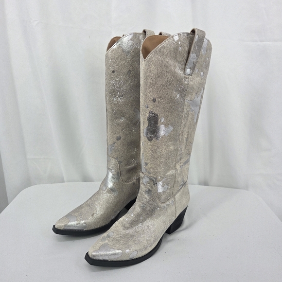 Dingo Giddy Up Foiled Silver Leather Western Boot NWT 6.5M - Picture 4 of 10